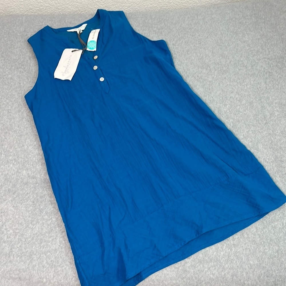 Magnolia Grace Gauze Dress Medium Blue Coastal Casual Beach Minimalist Summer